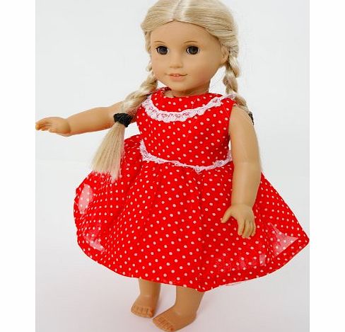 FRILLY LILY RED SPOTTY PARTY DRESS FOR DOLLS 14-18 INS 35-45 CM [ DOLL NOT INCLUDED]To fit dolls such as American Girl,Baby Born,Hannah by Gotz,Design a Friend DolL,Kidz and Cats,Precious Day Doll,Hap